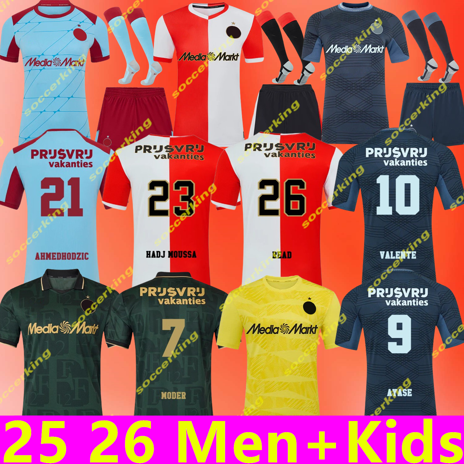 25 26 FeyENooRdS Soccer Jerseys Voetbal Kids Kit 2025 2026 Football Shirt Training Home Away Fans Player Version Gimenez Maillot READ HADJ MOUSSA VALENTE AYASE MODER