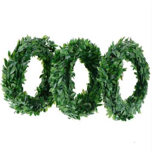 Simulated PVC Leaf Wire Vine Handmade Wreath Green Leaf Accessories 7.5m Christmas Cake Decoration Material C251126