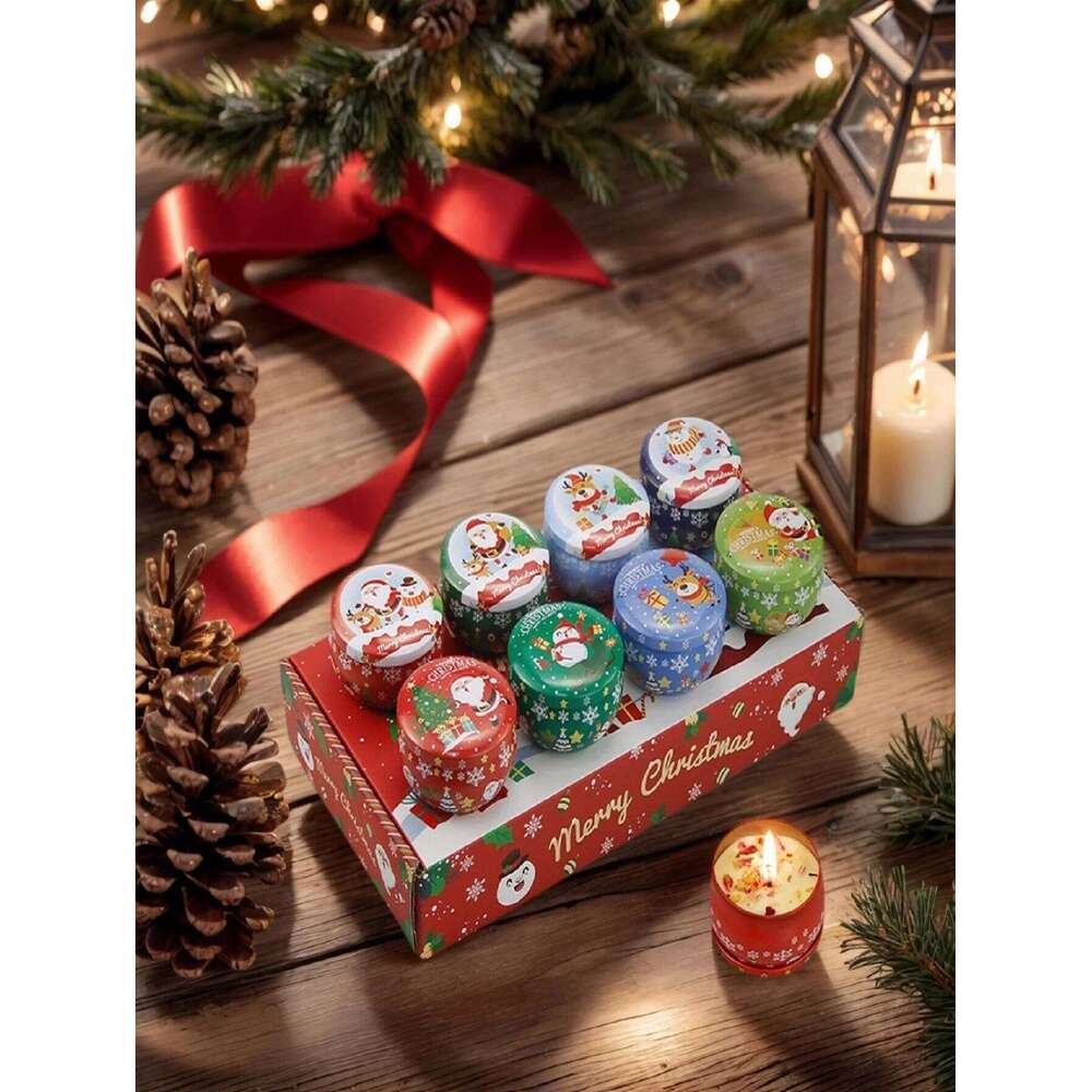 Aromatherapy Candles Santa Claus Snowmen Tin Cans Candle Christmas Decoration For Home Xmas New Year 2025 Navidad W260303
