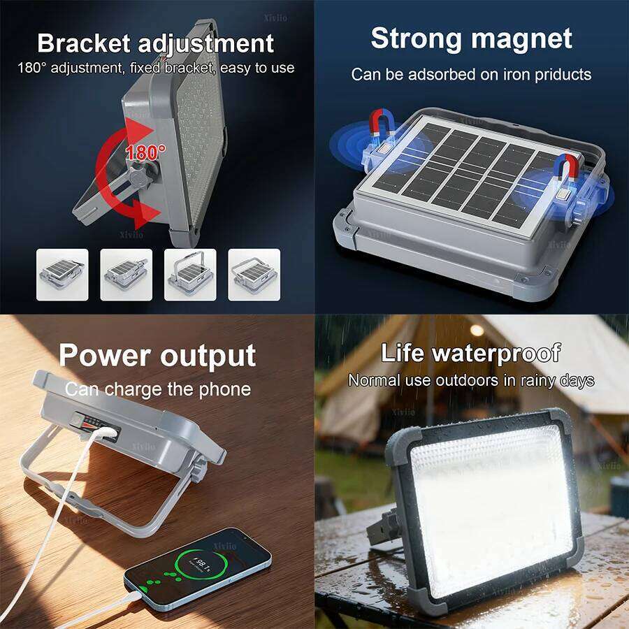 Portable Solar LED Tent Rechargeable Lantern Emergency Night Market Light Outdoor Camping Bulb Lamp Searchlight S260302