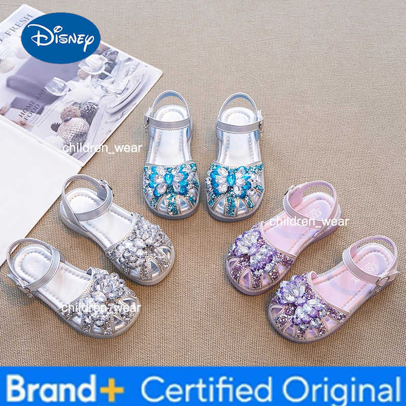 Disney Children Sandals for Girls 2025 Summer New Fashion Korean Style Soft Bottom Anti-slippery Versatile Princess Cut-outs Shoes H2603031