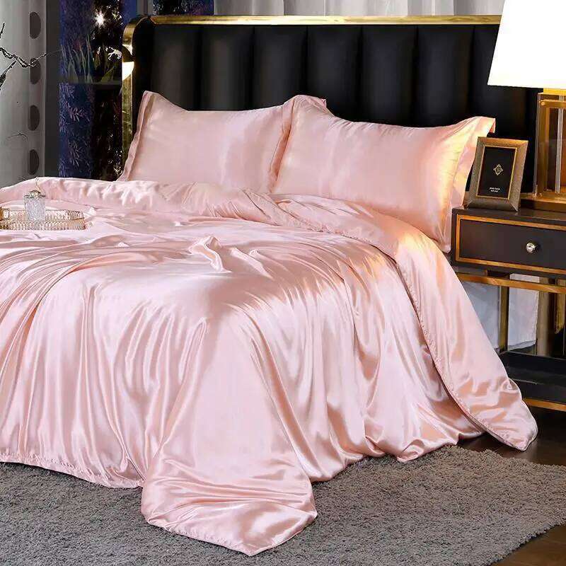 Ice cool feeling four-piece set double-sided mulberry silk solid color sheet quilt cover summer cold bed W260302