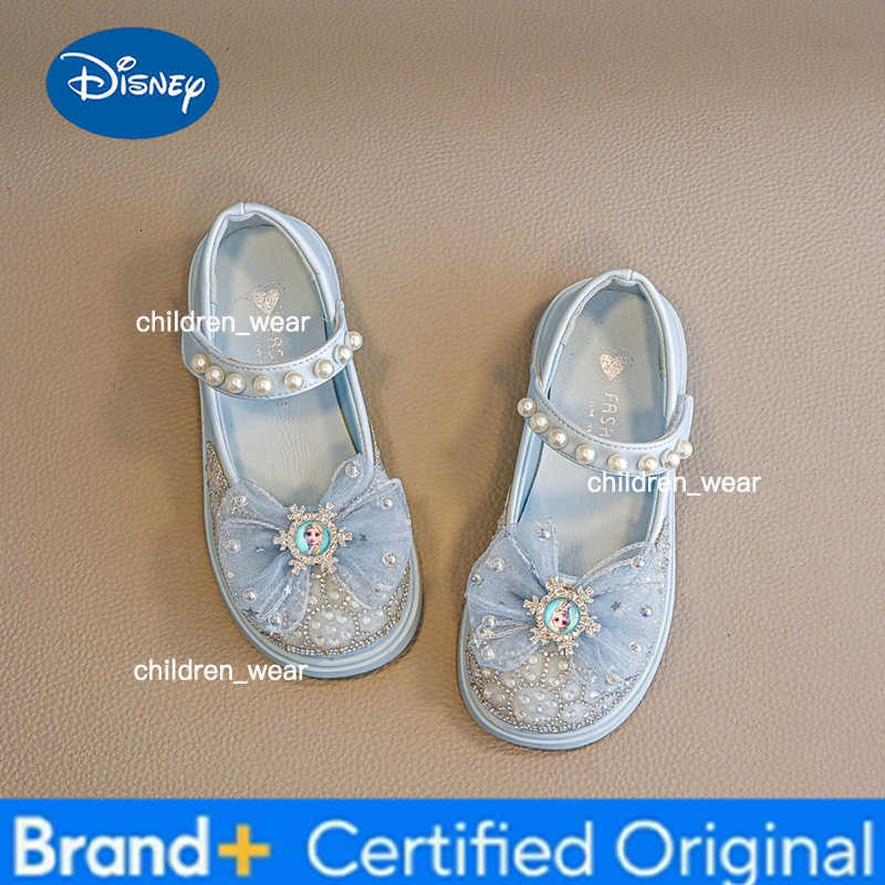 Disney KidsSandal Elsa Princess Frozen PU Leather Sequin Pearl Summer Shoes For Girls Anti-slip Breathable Pink Blue Size 26-35 H260303