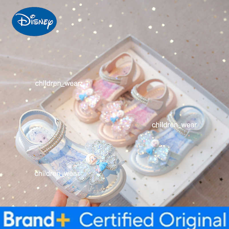 Disney Elsa Girls Glitter Sandals Princess Crystal Beach Shoes for Kids Soft Sole Summer Footwear New Arrival H260303