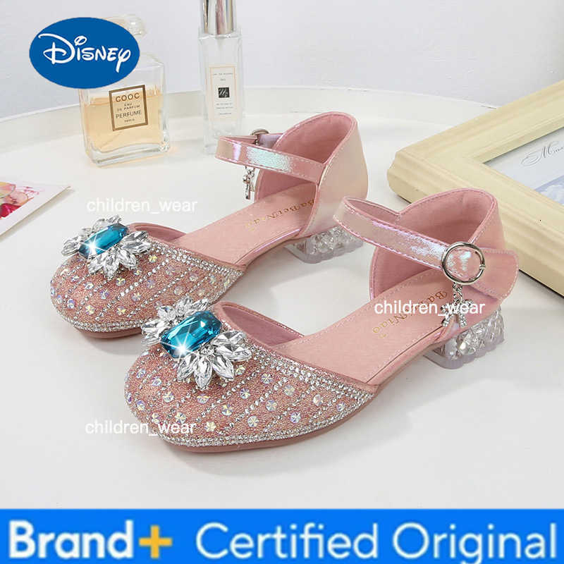 Disney Summer New Childrens Sandals Kids Dance Single Casual Shoe Rhinestone Glitter Fashion Princess Girl Party Wedding Dress Shoes H260303