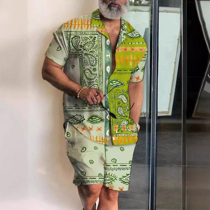 2026 Luxury Brand Designer Clothing 2025 New Fashion Men's Shirt, Personalized Casual Short-Sleeve Shirt And Shorts Set For Men