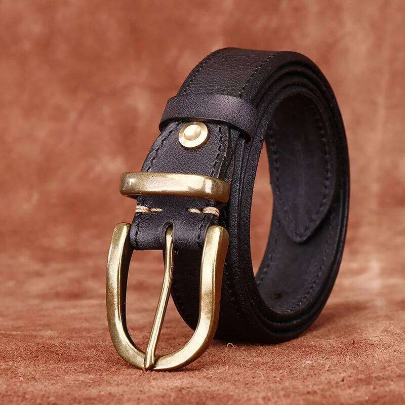 3.3CM Men High Quality Genuine Leather Belt Luxury Copper Buckle Belts Thickening Pure Cowskin Vintage Strap Male Jeans for Man S260228 1dc 5ba