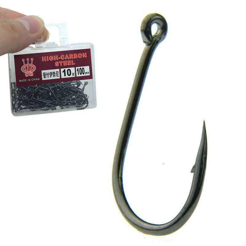100Pcs High Carbon Steel Hooks 3 -12 # Set in Fly hook Jig Barbed Wire With Hole For Fishing Accessory Pesca Z260228