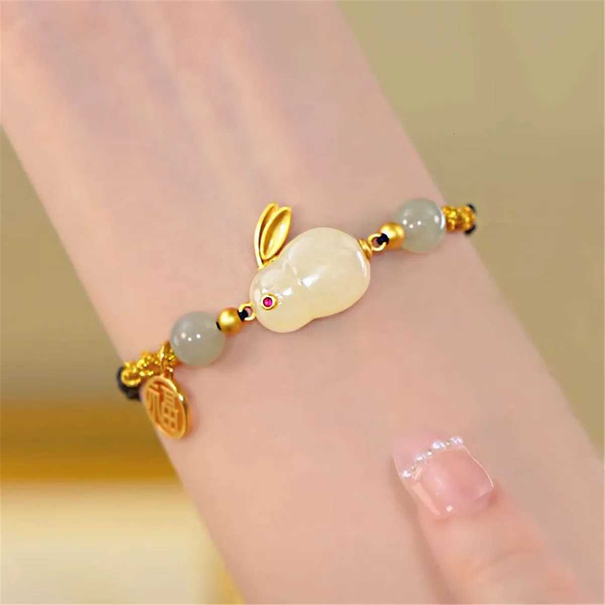 Fashion Rabbit Ulzzang Kawaii Bracelet for Women Cute Chinese Vintage Jewelry Lucky Bell Gifts for Family Lovers Femme Gifts H260303