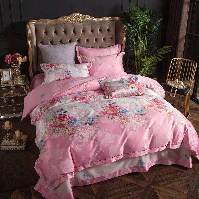 European four piece luxury grade cotton bed sheet quilt cover high end atmosphere bedding wedding jacquard W260302