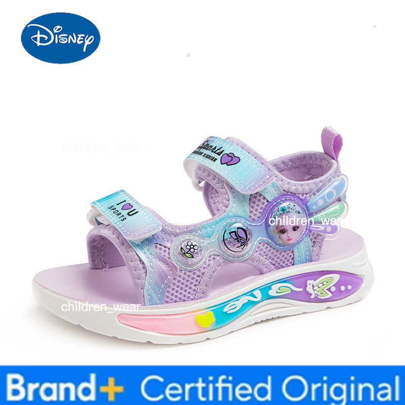 Disney Childrens Sandals Beach Summer Princess Fashion Childrens Shoes Sports Sandals Pink Purple 3-10 Year Old Girls Sandals H260303