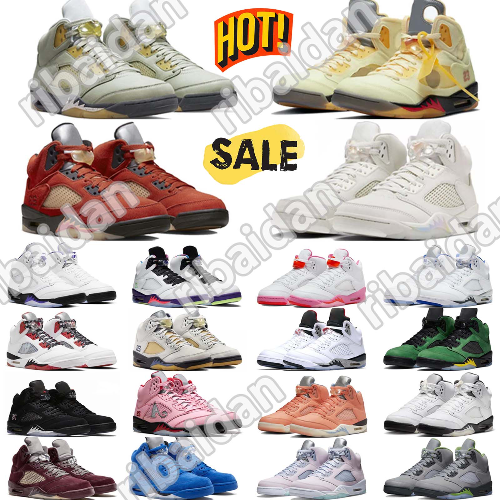 Shoe Mens basketball Sneakers 5 5s Grey Yellow Black Reflective Black Black Purple White Blue Black Midnight Blue