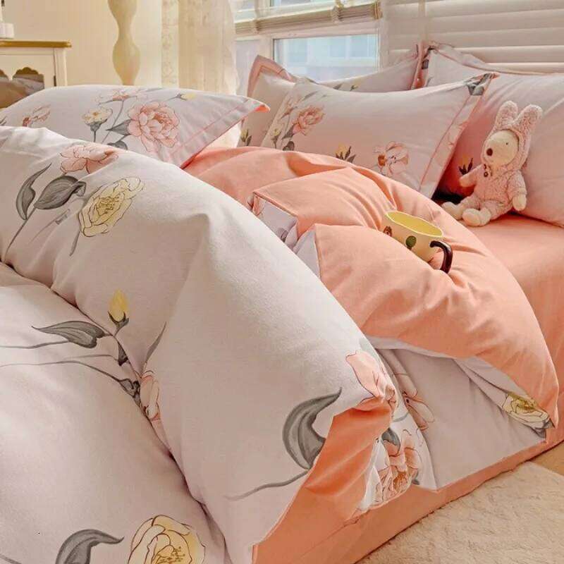 2025 new polished AB surface quilt cover sheet spring and autumn thickened dormitory bed four-piece set W260302