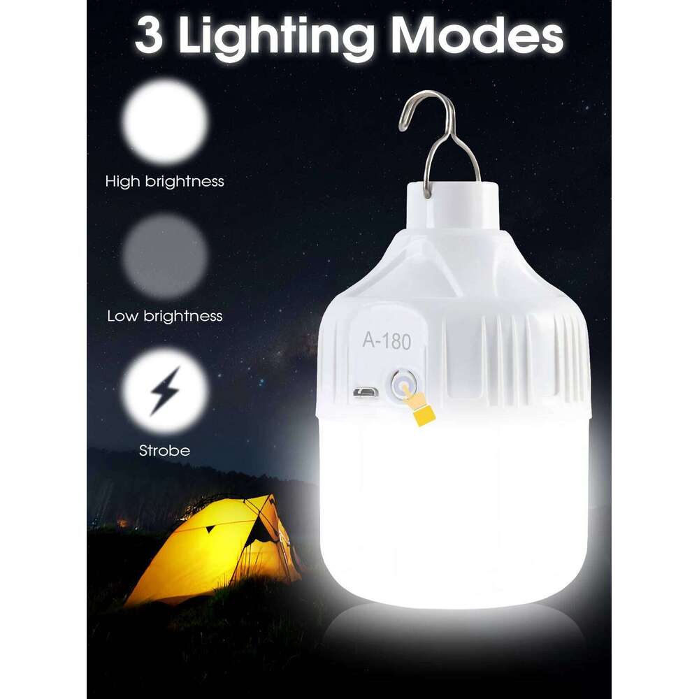 Camping Light Emergency Night Lighting Flashlight Outdoor Picnic Hanging Pendant Tent Lamp 500mAh USB Rechargeable LED Bulb S260302