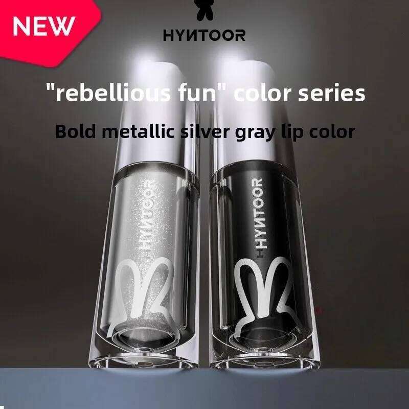 HYNTOOR Playful Rebellious Planet Black Silver Mouth Gray Lip Oil Mirror Water Gloss H260302