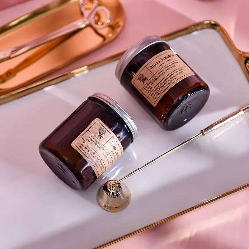 Brown Glass Cup Scented Candles Wedding Companion Gift Creative Fragrance Candle Smokeless Home Decoration m W260303