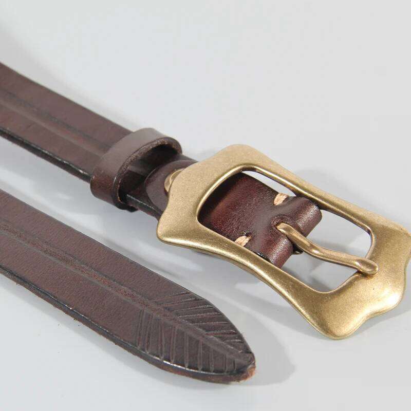 Retro Personality Women's Genuine Leather Extra Thick And Fine Top Layer Cowhide Copper Buckle All-Match soft jeans Belt S260228