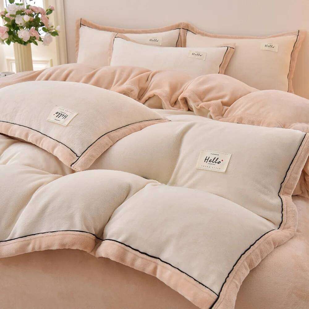 Thickened Milk Velvet Bedding Winter Warm Duvet Bedroom Decor Quilt Cover Bed Sheet Pillowcase Soft Four-Piece Set W260302 W260302
