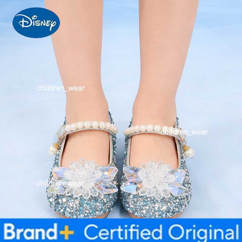 Disney Girls Shoes Frozen Elsa Princess Soft Sole Shoes Summer Childrens Crystal Pearly Shiny Girls Pink Blue Shoes H2603031