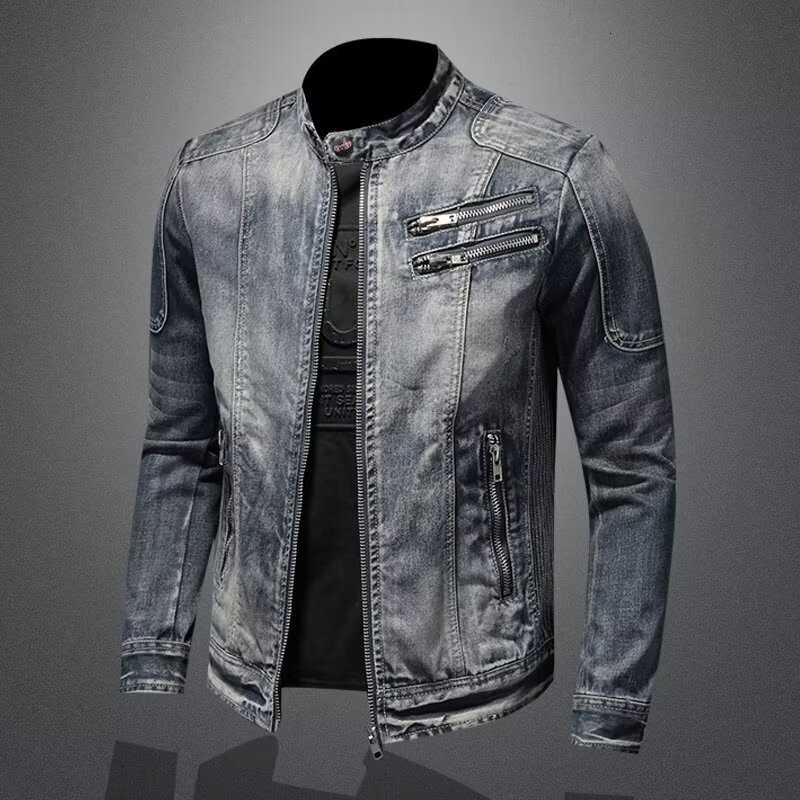 Spring Nd Autumn Highend Brnd Retro Denim Men's Trendy Designer Jacket Plus Size Jcket Slim Fit Cot Nostlgic Stnd Collr Clothing Gown