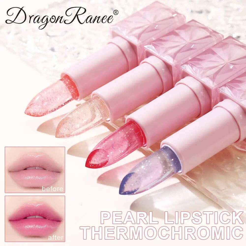 Dragon Ranee Colorful changing Thermochromic Pink Three-Diamond Crystal Lipstick Waterproof Long-Lasting Moisturising H260302