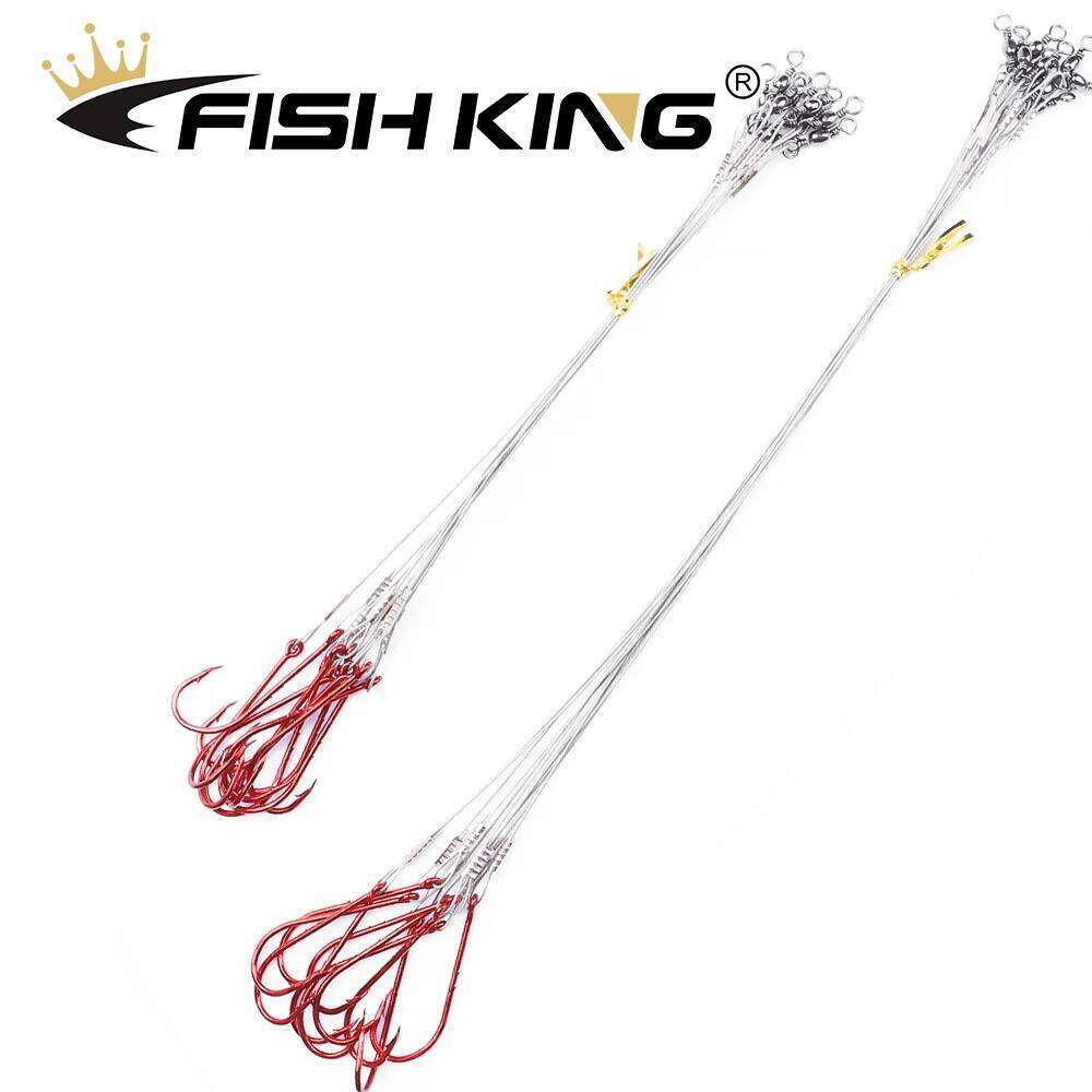 FISH KING Anti Bite Line Steel Wire Leader WIth 3/0-6# Hook With Swivel 5-20KG Fishing Tackle Gear Z260228