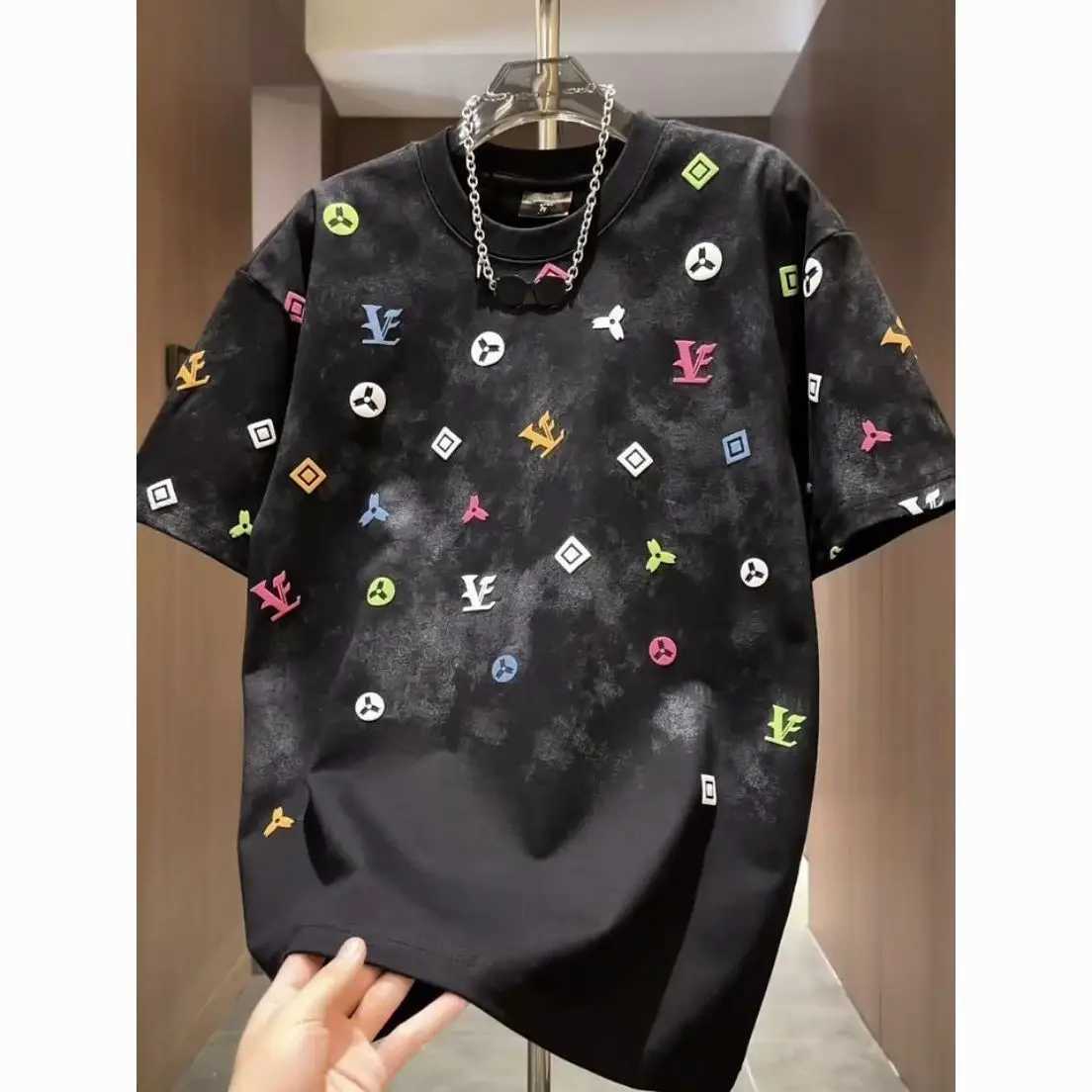 T-shirt 2026 Summer Men Tie-Dye Crew Neck Short Sleeve Casual Light Luxury Foam Fashion TopT260303