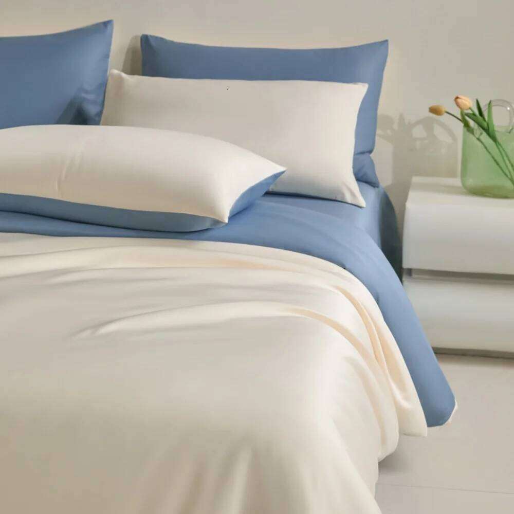 Luxury Ice Silk Bedding Solid Color Quilt Smooth Cool Four Piece Set Duvet Cover Bed Sheet Pillowcase Bedroom Decor W260302