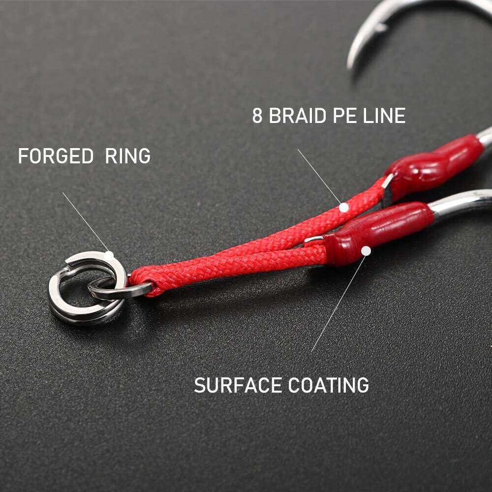 JIGGING PRO 2pairs Slow Jigging 1/0 2/0 3/0 4/0 Barbed Twin Assist Hooks High Carbon Steel Metal Jig Sea Fishing Hook Z260228