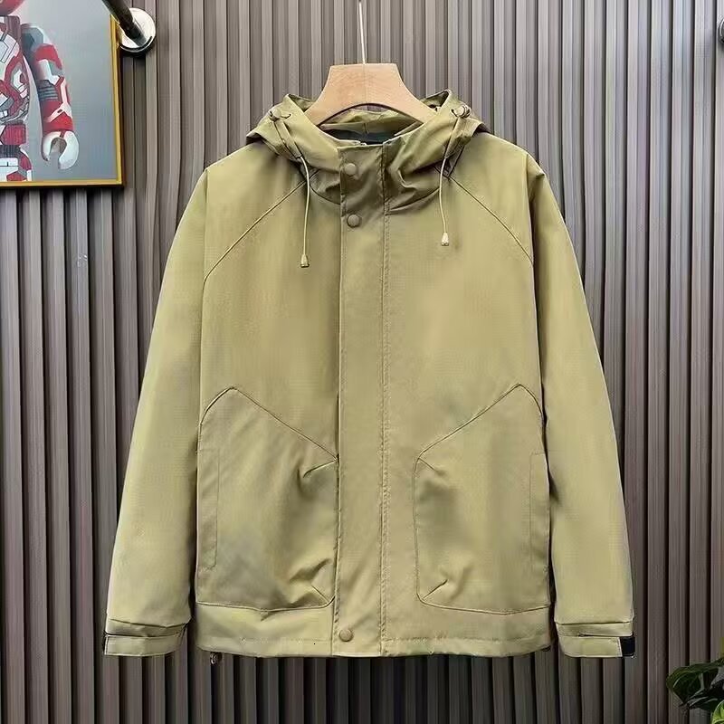 Windproof Nd Wterproof Outdoor Fshion Jcket For Men Solid Color Hooded Designer Jacket Light Luxury New Csul Loosefit Work Jcket Trendy