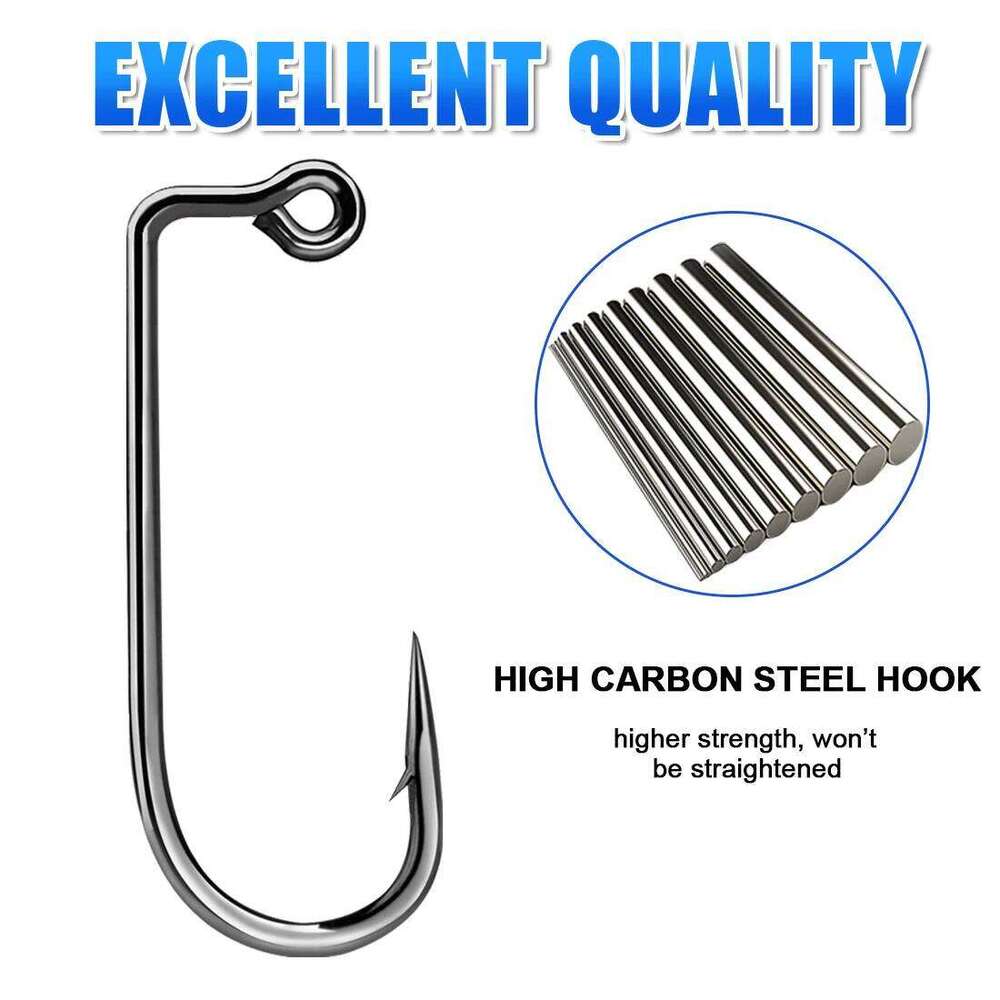 FishTrip Fishing 50pcs 90 Degree Jig High Carbon Steel Long Shank Soft Plastic Mold Aberdeen Hook Saltwater Z260228