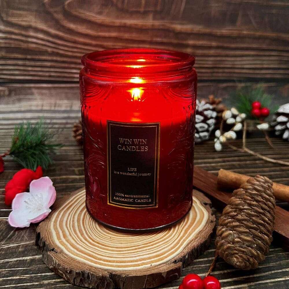 Floral Scented Lavender/Velvet Rose Embosse Jar Home Indoor Fragrance Candle Glass 40-90Hours W260303