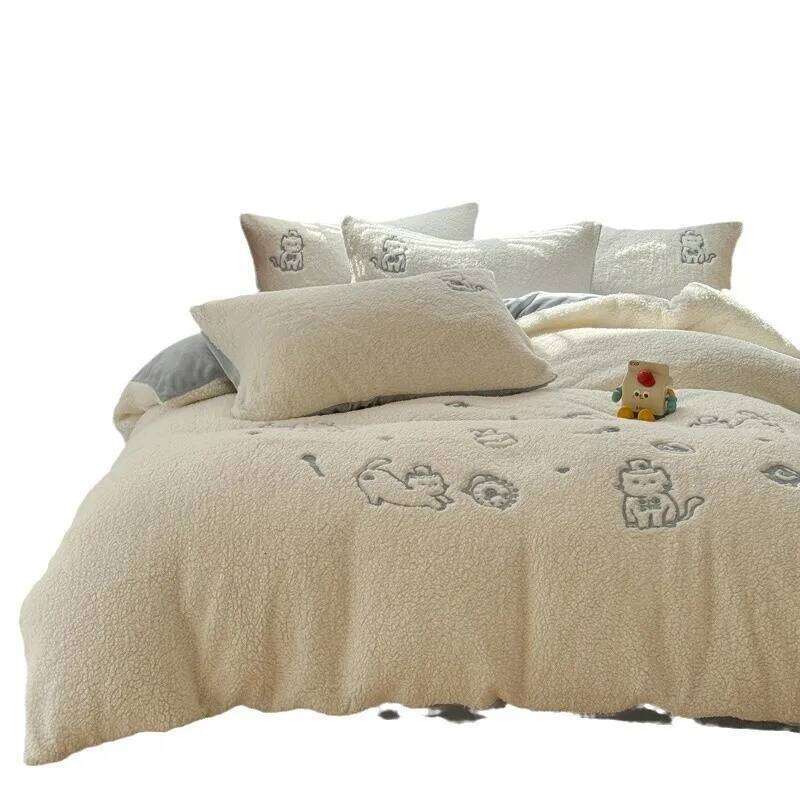 Customizable Milk Four-piece Set Autumn Winter Maternal and Infant Grade Double-sided Fleece Sheet Quilt Cover W260302