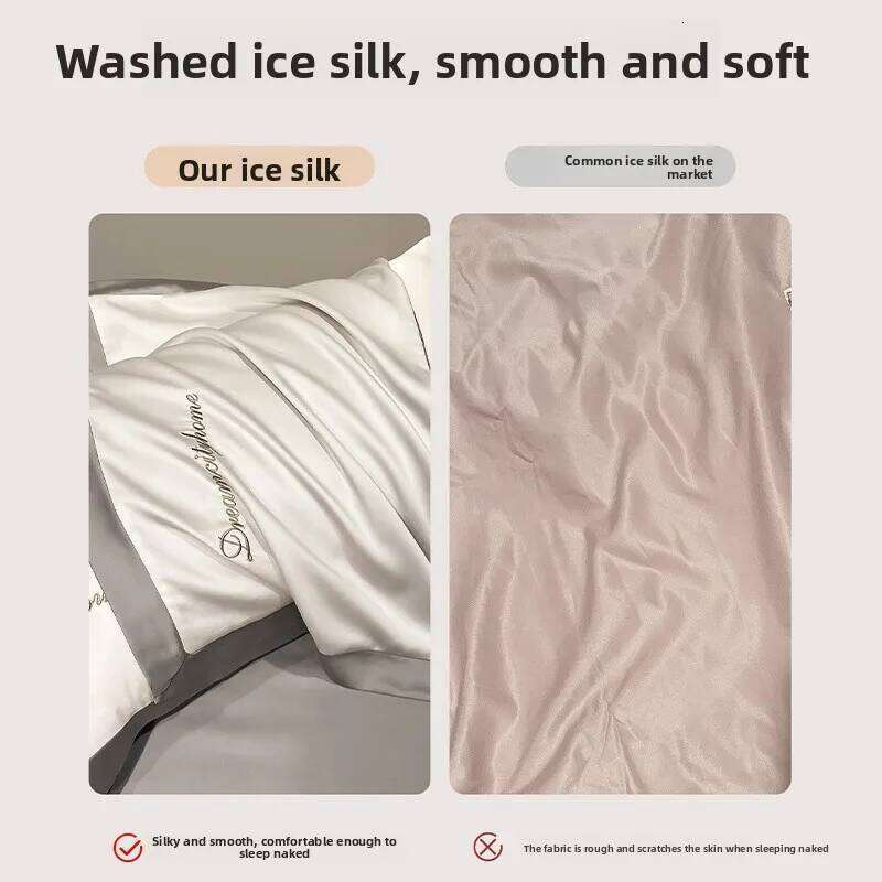 Summer ice silk set, silky smooth naked sleeping quilt cover, light luxury premium bed four-piece set W260302