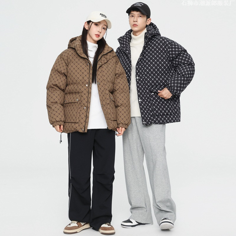 2026 Luxury Brand Designer Clothing 2025 Popular Couple's Cotton Jacket With Hood, Winter Trendy Coat, Thickened Cotton Coat With B-Print For Men - view 3