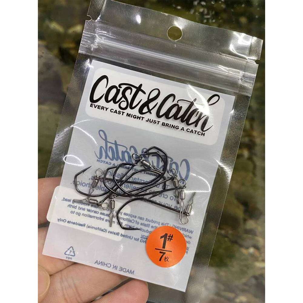 Cast&Catch Swivel Dropshot Hooks 1# 7Pcs Bass Soft Bait Fish Hook For Down Shot Rig Z260228