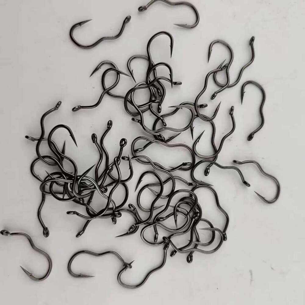 50pcs Automatic Flip High Carbon Steel Fish Barbed Hook for Bass Carp Fishing Freshwater Tackle Accessories Box Z260228