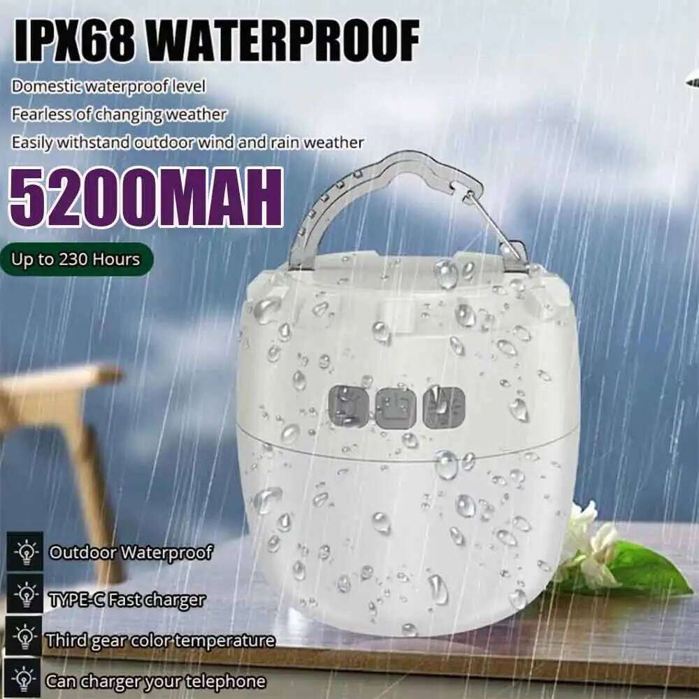 2025 Newest LED Camping TYPE-C Rechargeable With 3Colors Flashlight For Outdoor Light Tent Lamp with 5200mah Battery S260302