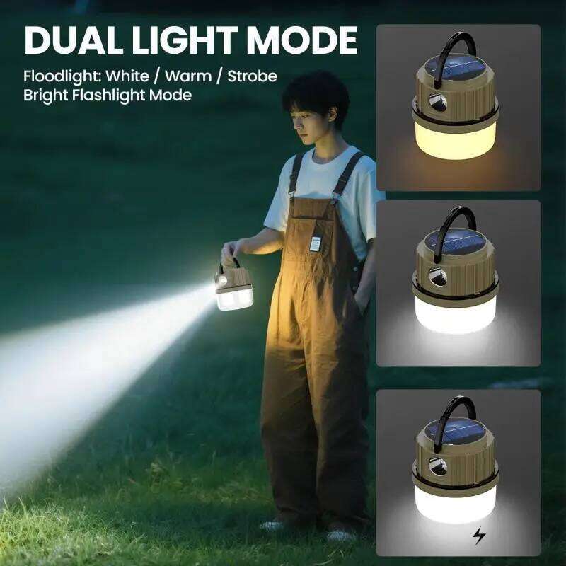 Solar 2400mAh Rechargeable LED IPX5 Waterproof Portable Emergency Lamp Outdoor Multifunctional Camping Light S260302