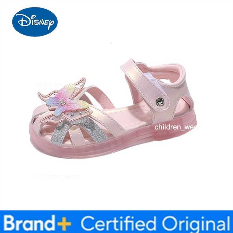 Disney Toddler Girls 3d Butterfly Print Sandals Summer Girl Outdoor Soft Rubber Sole Beach Water Shoes Kids Girl White Casual Sandals H260303