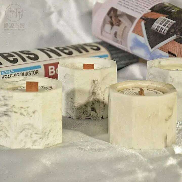 Marble Pattern Scented Candle in Ink Wash Ceramic Cup Aromatherapy Soy Wax Relaxing Home Decor Gift Set for Birthday W260303