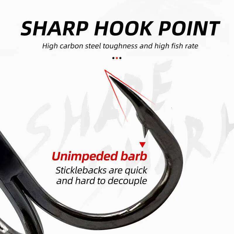 10 PCS 3X Strong Sea Fishing Triple Reinforced Blood Tank Sharp High Carbon Steel Saltwater Treble Hook Three Claw Hooks Z260228