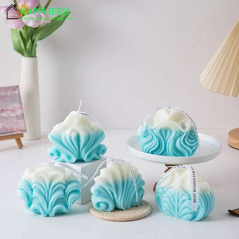 Blue Swirl Scented Home Decorative Personalized Smokeless Candles, Gift for Guests, Lot W260303