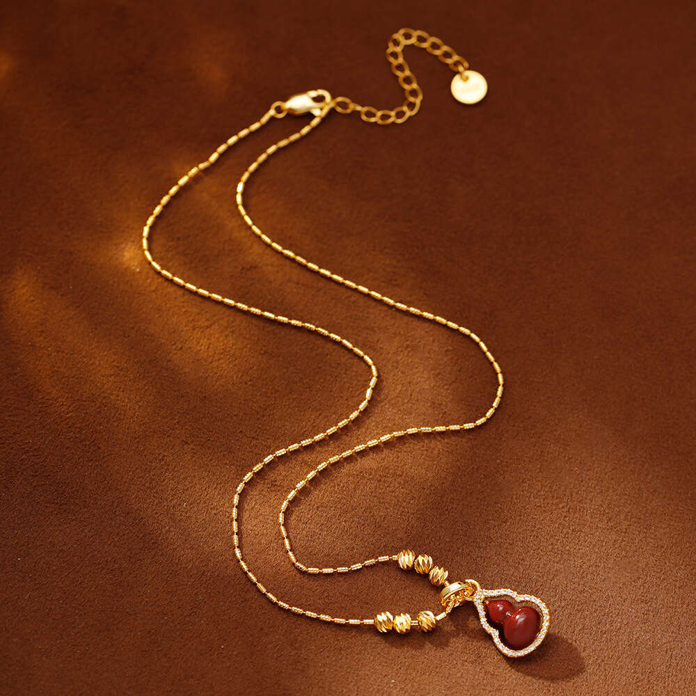 Enamel Oil Drop Fulu Gourd Pendant Necklace For Women Exquisite Light Luxury Temperament Collarbone Neck Chain