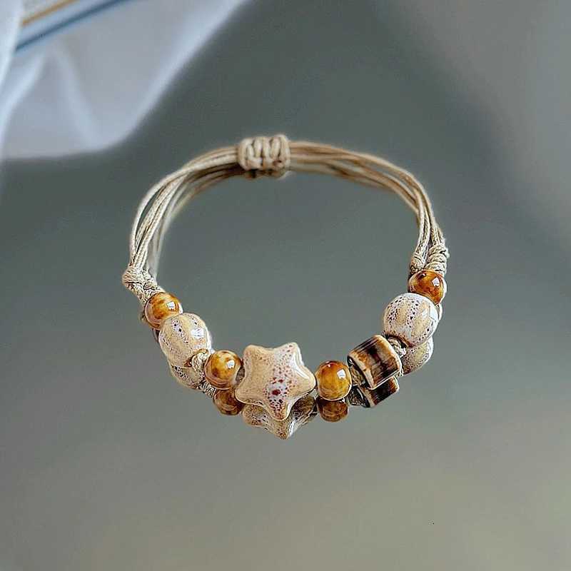Boho Style Handmade Star Ceramic Bracelet For Women Girls Unique Ethnic Style Adjustable Bracelet Jewelry Accessories Gifts H260303