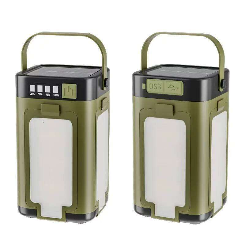 2025New multifunctional outdoor four leaf folding with large capacity solar charging handheld camping light S260302