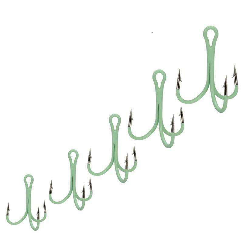 Fishing Glow Treble Hook 2# 4# 6# 8# 10# High Carbon Steel Luminous Barbed Hooks Lot 10 Pieces SALE Z260228