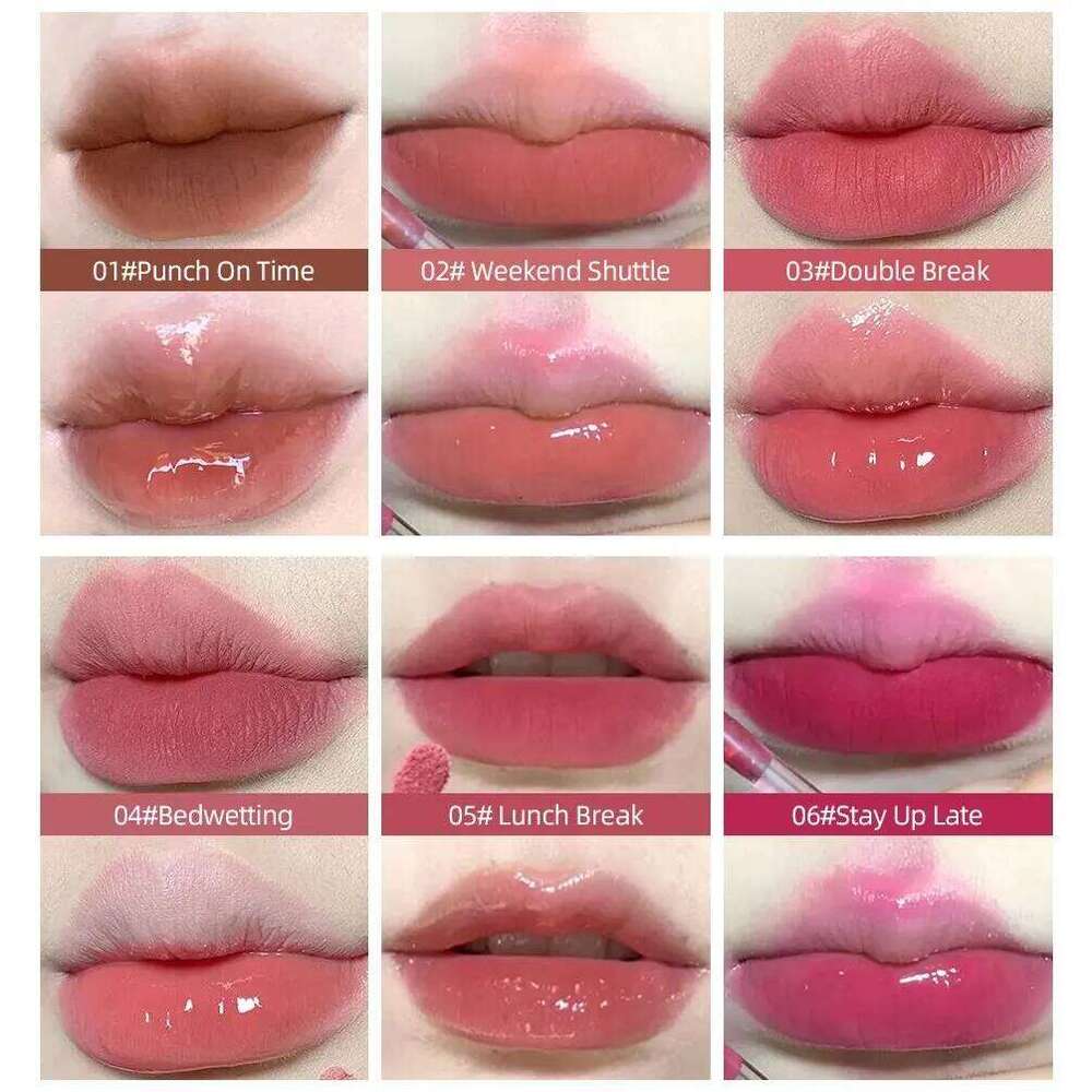 CACE Double Head Sexy Red Makeup Mud Mirror Water Gloss Lip Glaze Matte Lipstick Waterproof Korean Cosmetics H260302