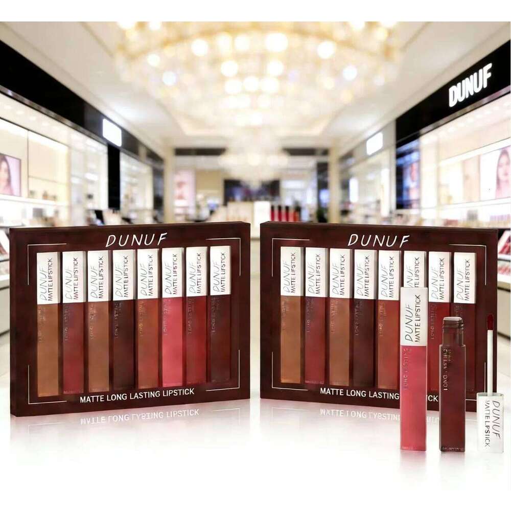 Long-Lasting Lip Gloss Lipstick 8pcs/set: Matte Non-Stick Cup Waterproof Nude Deep Red Mauve Christmas And Valentine's Day Gifts H260302