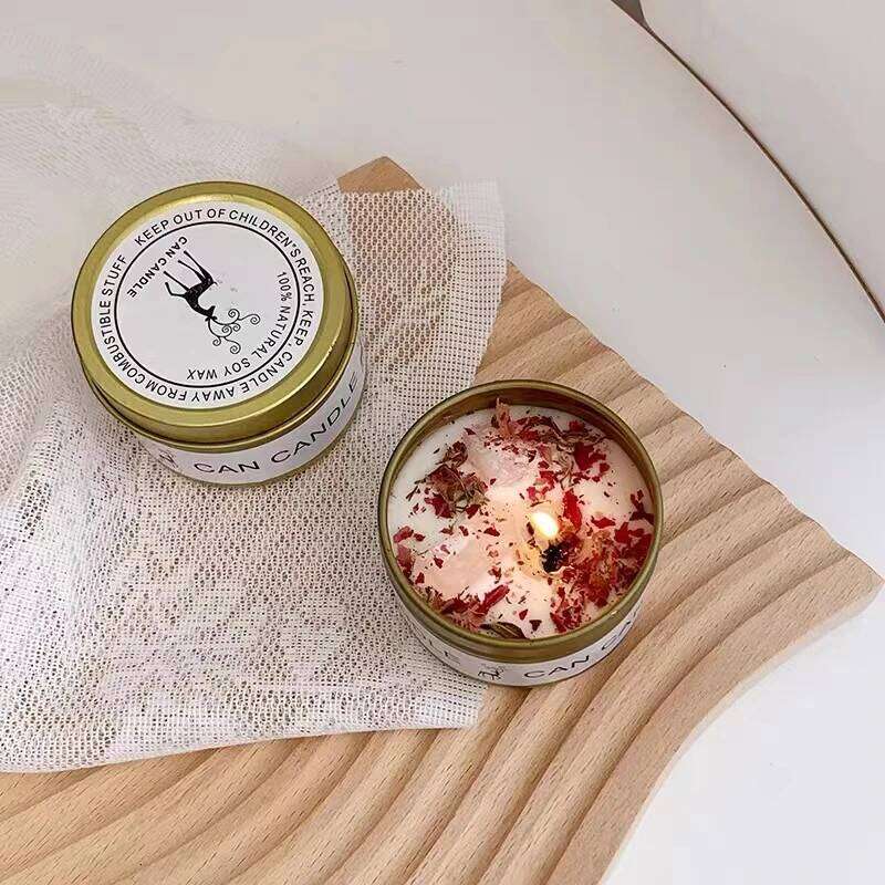 Scented Crystal Stone Dry Flower Silver Tin Hotel Wedding Ceremony Candle W260303